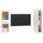 TV Cabinets 3 pcs White Solid Wood Pine - Bargainia.com - 