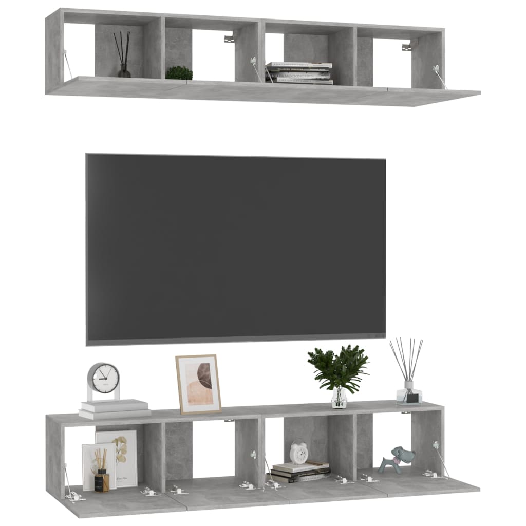 TV Cabinets 4 pcs Concrete Grey 80x30x30 cm Engineered Wood - Bargainia.com - 