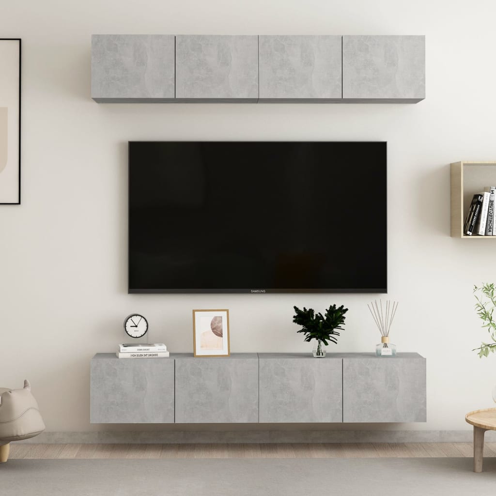 TV Cabinets 4 pcs Concrete Grey 80x30x30 cm Engineered Wood - Bargainia.com - 
