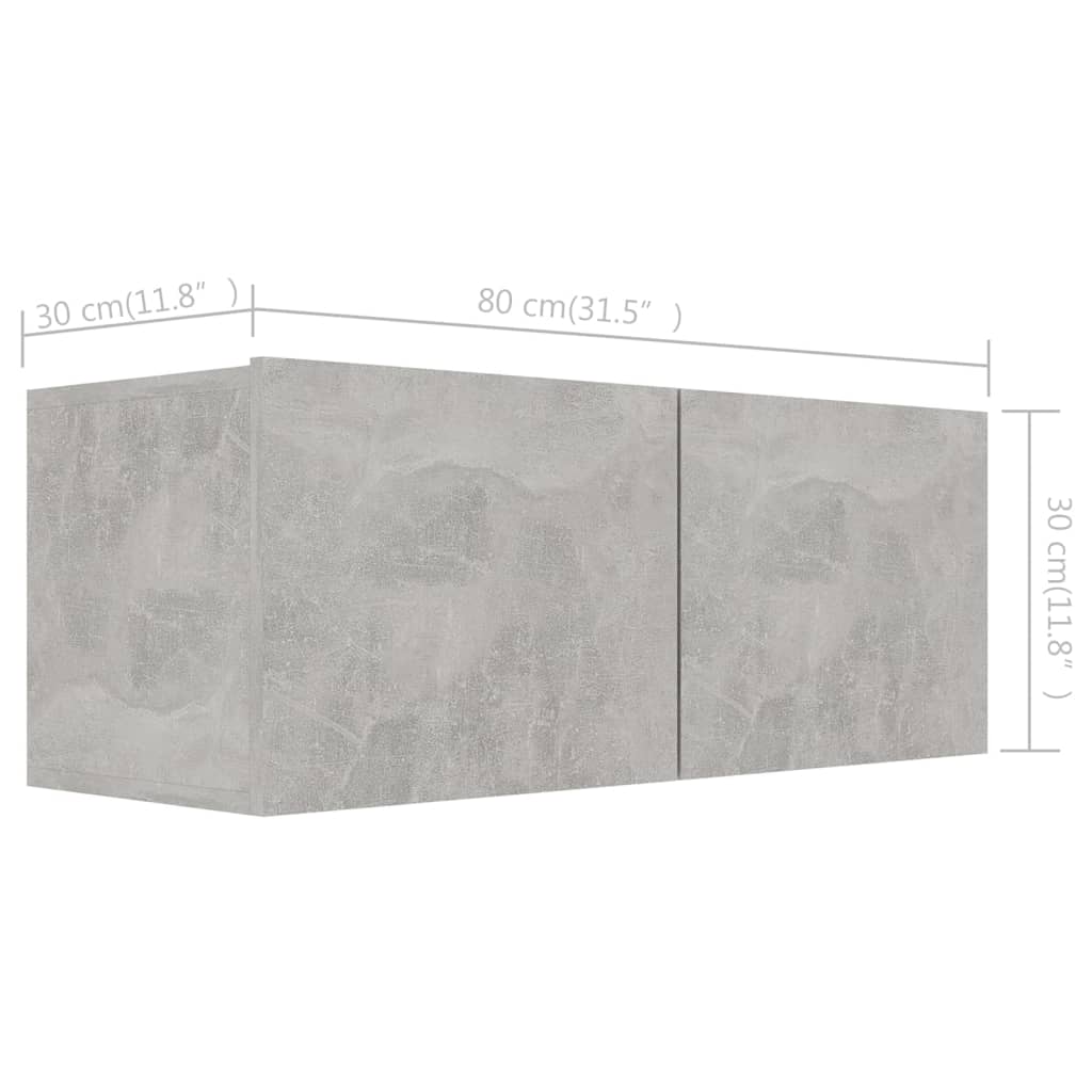 TV Cabinets 4 pcs Concrete Grey 80x30x30 cm Engineered Wood - Bargainia.com - 