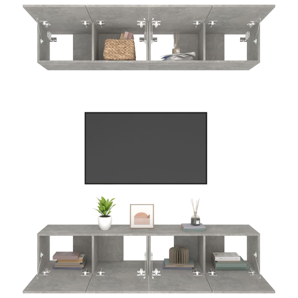TV Cabinets 4 pcs Concrete Grey 80x30x30 cm Engineered Wood - Bargainia.com - 