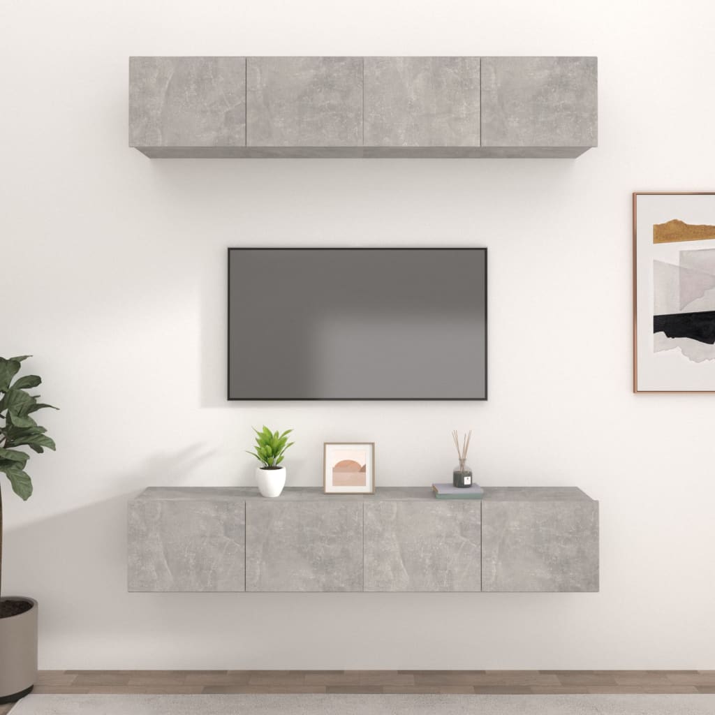 TV Cabinets 4 pcs Concrete Grey 80x30x30 cm Engineered Wood - Bargainia.com - 