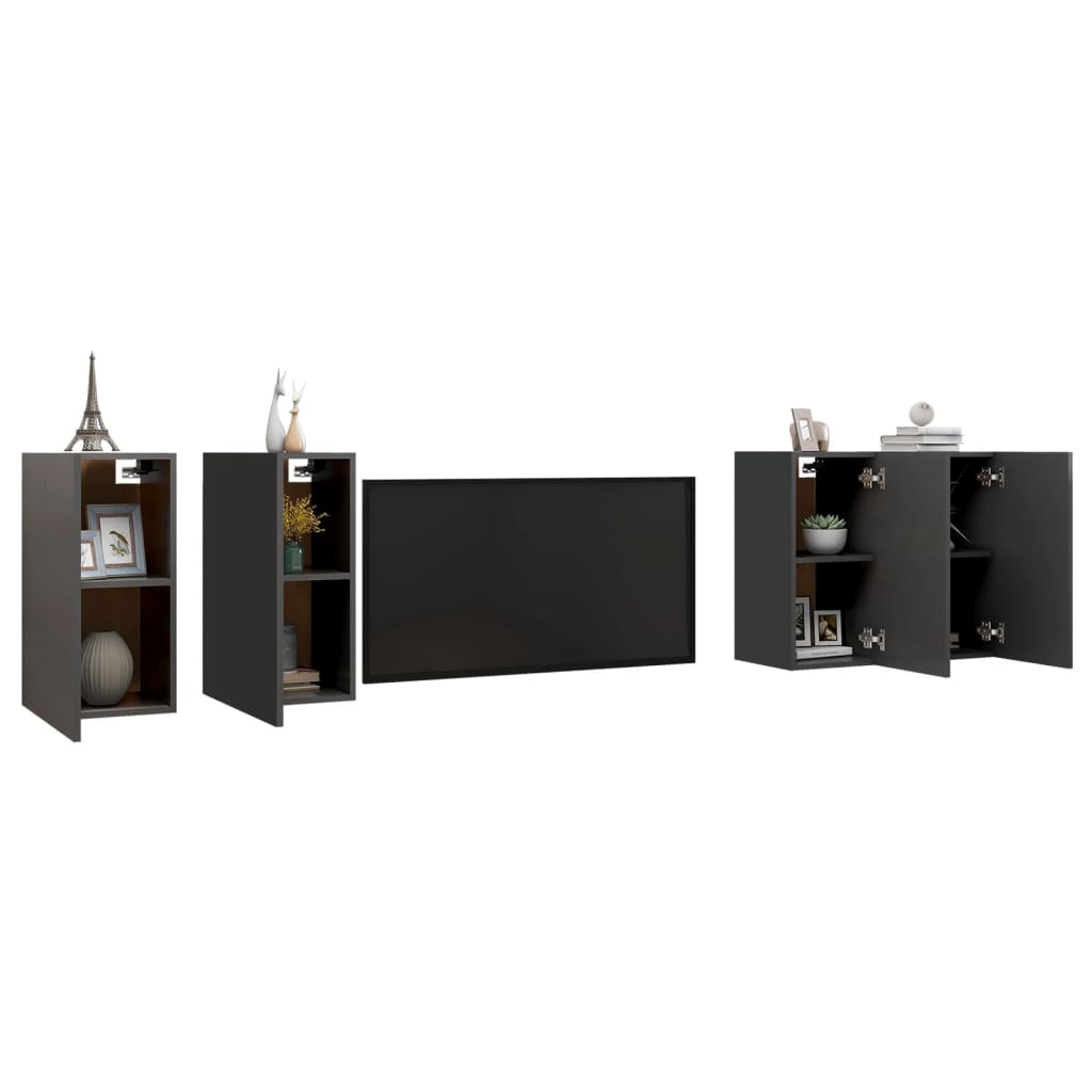 TV Cabinets 4 pcs Grey 30.5x30x60 cm Engineered Wood - Bargainia.com - 