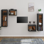 TV Cabinets 4 pcs Grey Solid Wood Pine - Bargainia.com - 