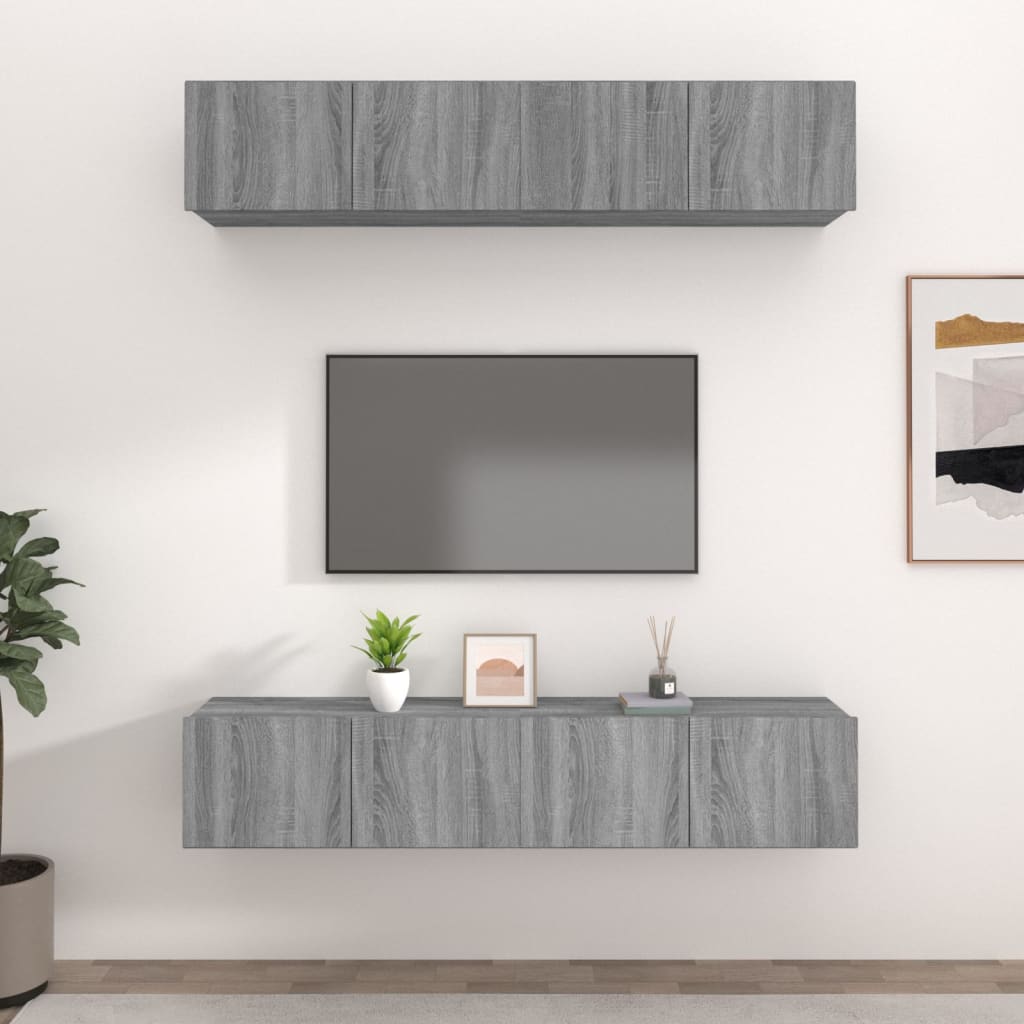 TV Cabinets 4 pcs Grey Sonoma 80x30x30 cm Engineered Wood - Bargainia.com - 