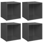 TV Cabinets 4 pcs High Gloss Grey 37x35x37 cm Engineered Wood - Bargainia.com - 