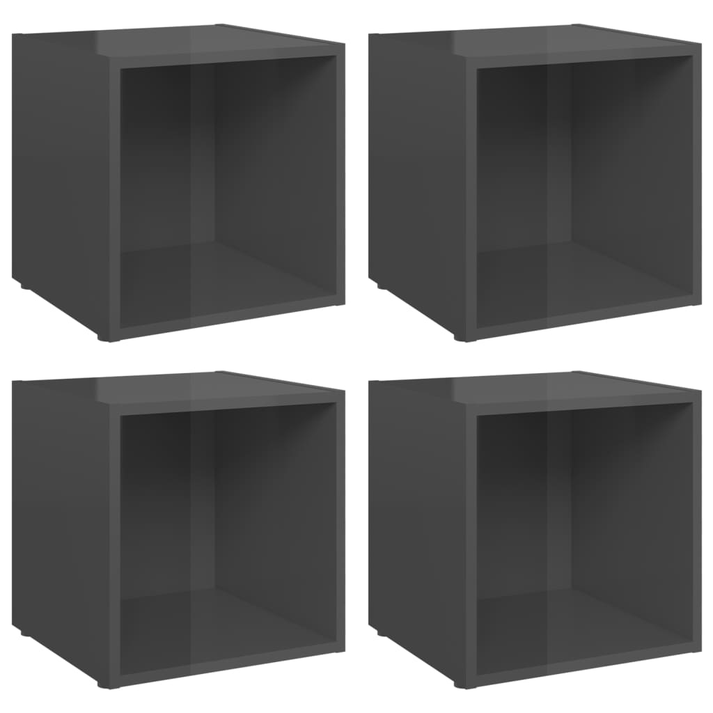 TV Cabinets 4 pcs High Gloss Grey 37x35x37 cm Engineered Wood - Bargainia.com - 