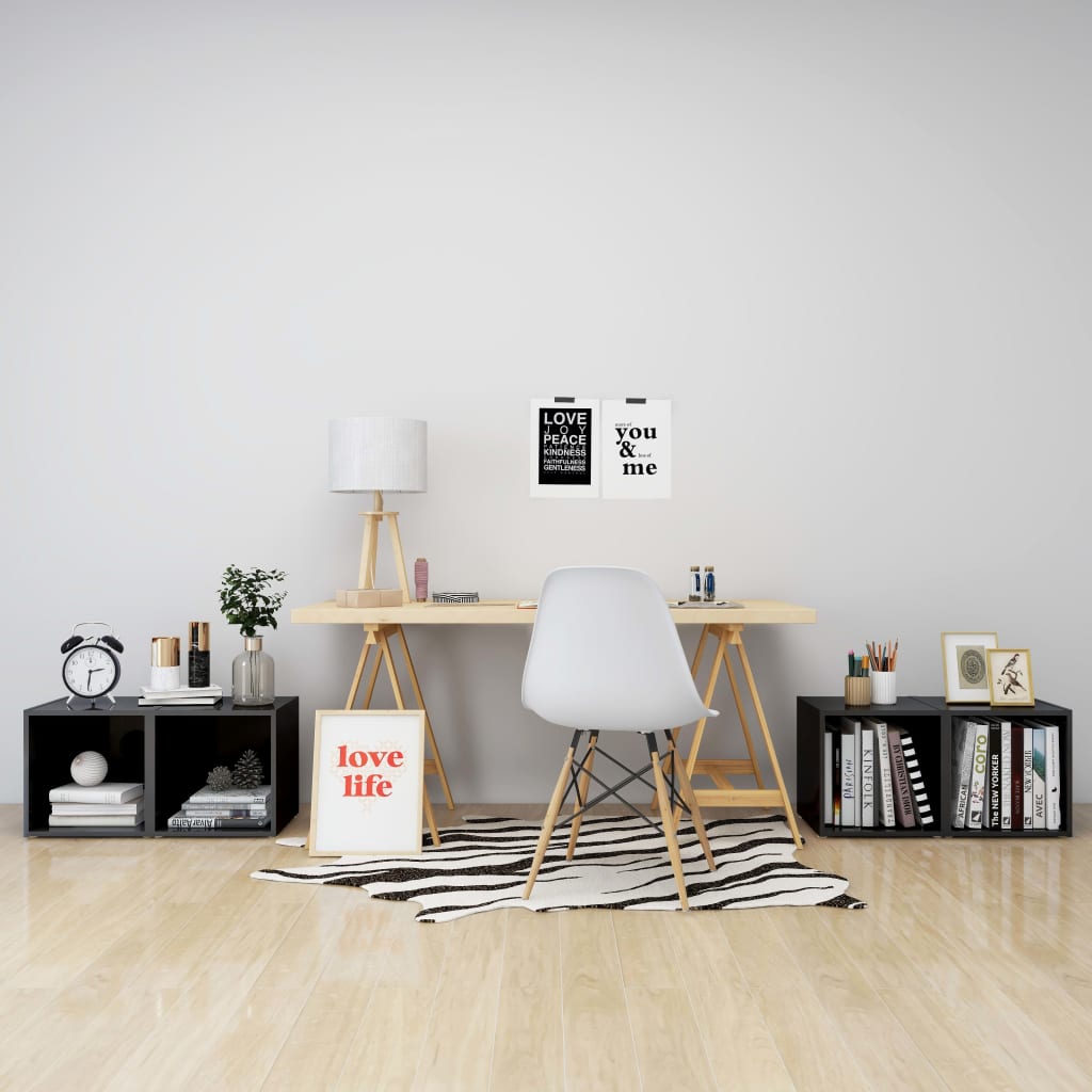 TV Cabinets 4 pcs High Gloss Grey 37x35x37 cm Engineered Wood - Bargainia.com - 