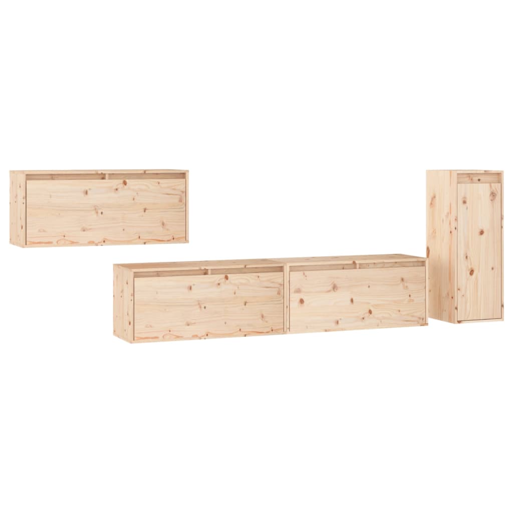 TV Cabinets 4 pcs Solid Wood Pine - Bargainia.com - 