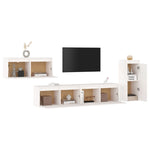 TV Cabinets 4 pcs White Solid Wood Pine - Bargainia.com - 