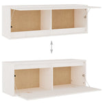 TV Cabinets 5 pcs White Solid Wood Pine - Bargainia.com - 