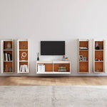 TV Cabinets 5 pcs White Solid Wood Pine - Bargainia.com - 