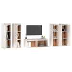 TV Cabinets 5 pcs White Solid Wood Pine - Bargainia.com - 