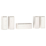 TV Cabinets 5 pcs White Solid Wood Pine - Bargainia.com - 