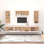 TV Cabinets 5 pcs White Solid Wood Pine - Bargainia.com - 