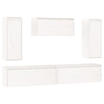 TV Cabinets 5 pcs White Solid Wood Pine - Bargainia.com - 