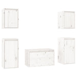 TV Cabinets 5 pcs White Solid Wood Pine - Bargainia.com - 