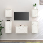 TV Cabinets 5 pcs White Solid Wood Pine - Bargainia.com - 