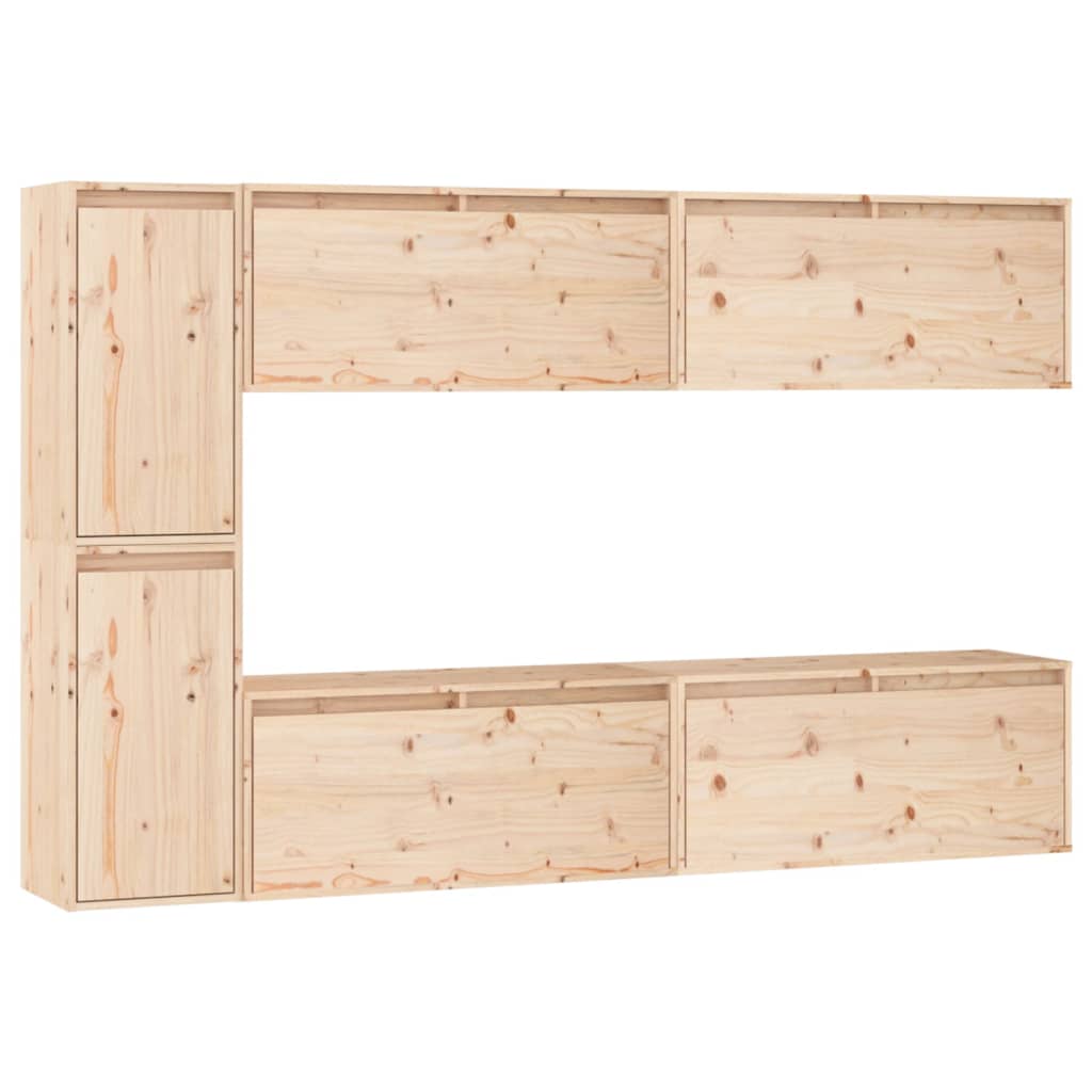 TV Cabinets 6 pcs Solid Wood Pine - Bargainia.com - 
