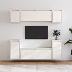 TV Cabinets 6 pcs White Solid Wood Pine - Bargainia.com - 