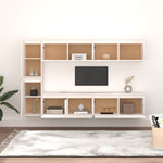 TV Cabinets 6 pcs White Solid Wood Pine - Bargainia.com - 