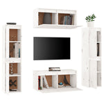 TV Cabinets 6 pcs White Solid Wood Pine - Bargainia.com - 
