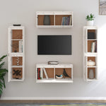 TV Cabinets 6 pcs White Solid Wood Pine - Bargainia.com - 