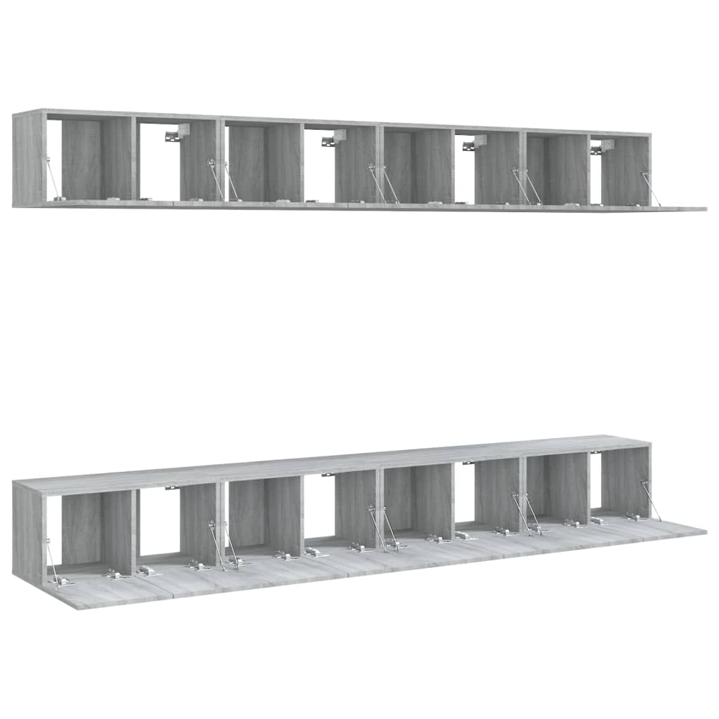 TV Cabinets 8 pcs Grey Sonoma 60x30x30 cm Engineered Wood - Bargainia.com - 