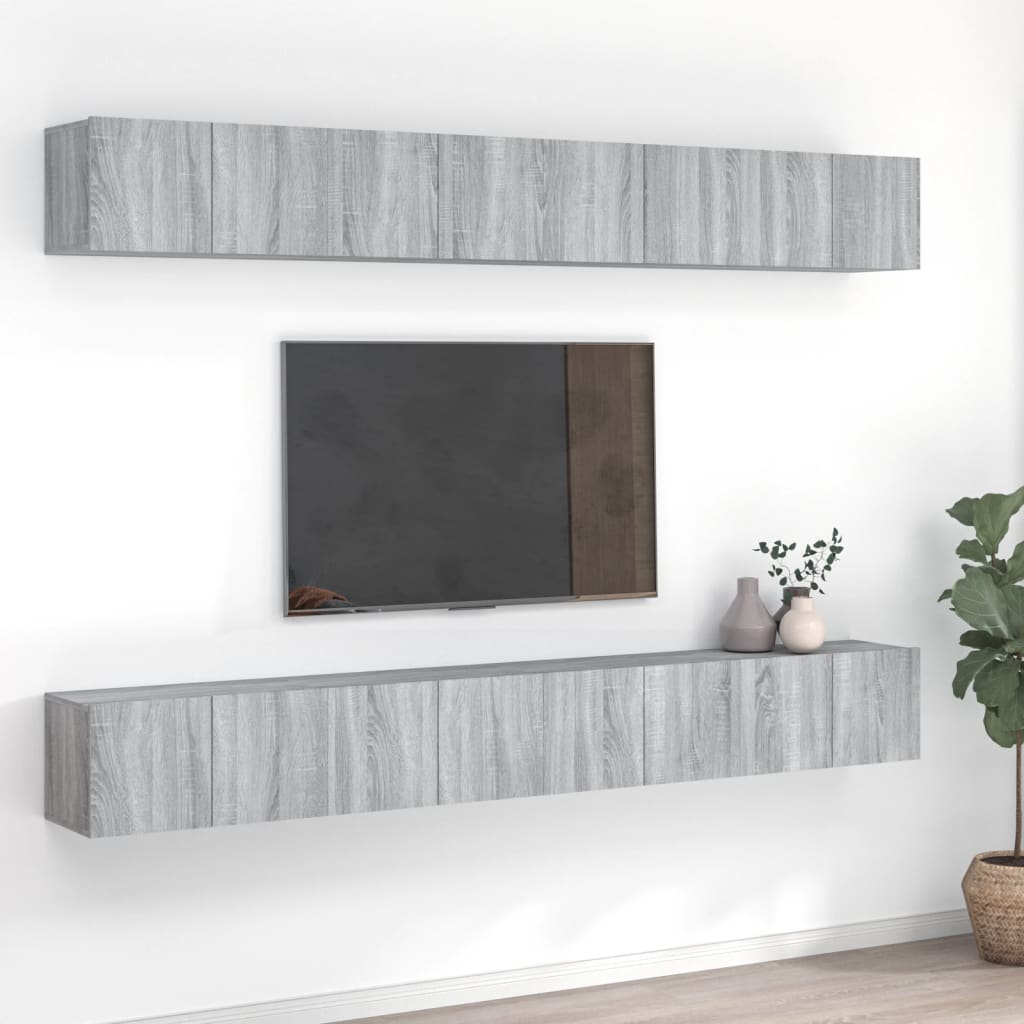 TV Cabinets 8 pcs Grey Sonoma 60x30x30 cm Engineered Wood - Bargainia.com - 