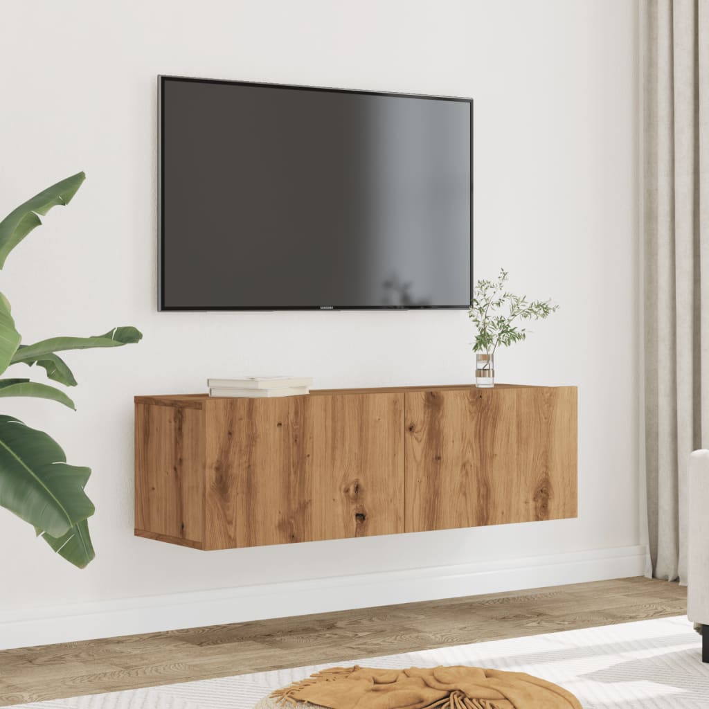 TV Cabinets Wall - mounted 2 pcs Artisian Oak 100x30x30 cm - Bargainia.com - 