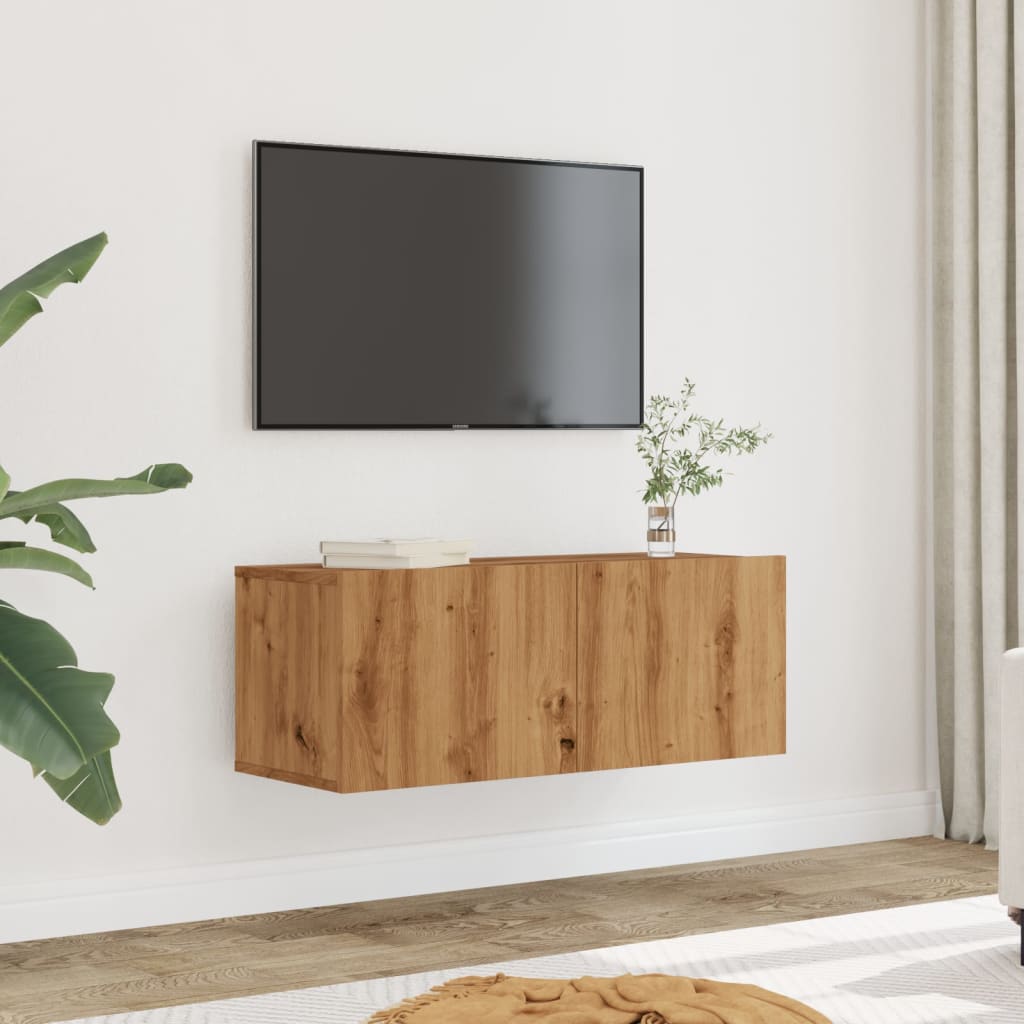 TV Cabinets Wall - mounted 2 pcs Artisian Oak 80x30x30 cm - Bargainia.com - 