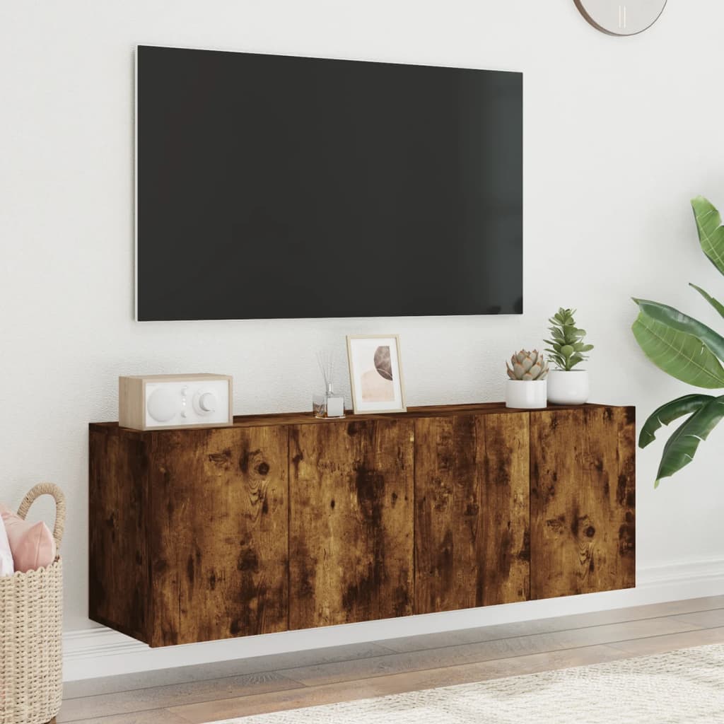 TV Cabinets Wall - mounted 2 pcs Smoked Oak 60x30x41 cm - Bargainia.com - 