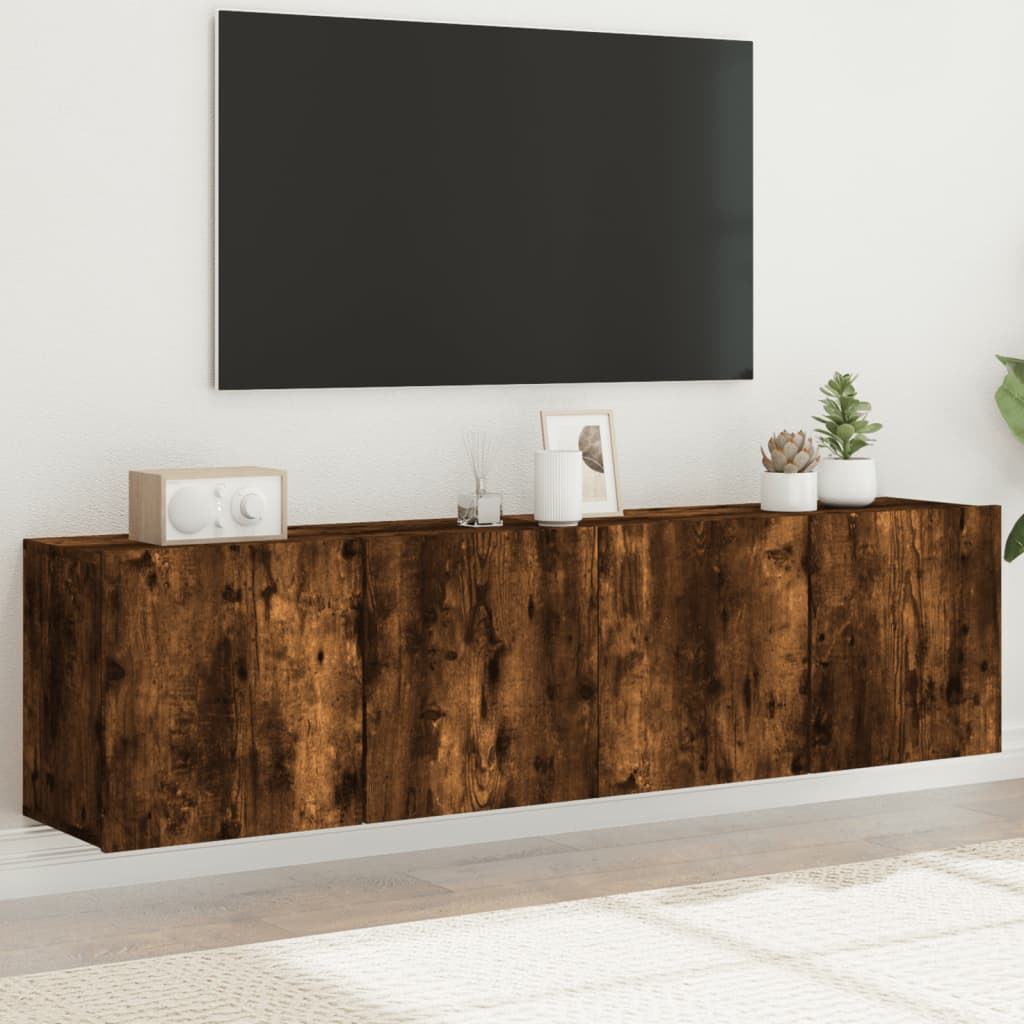 TV Cabinets Wall - mounted 2 pcs Smoked Oak 80x30x41 cm - Bargainia.com - 