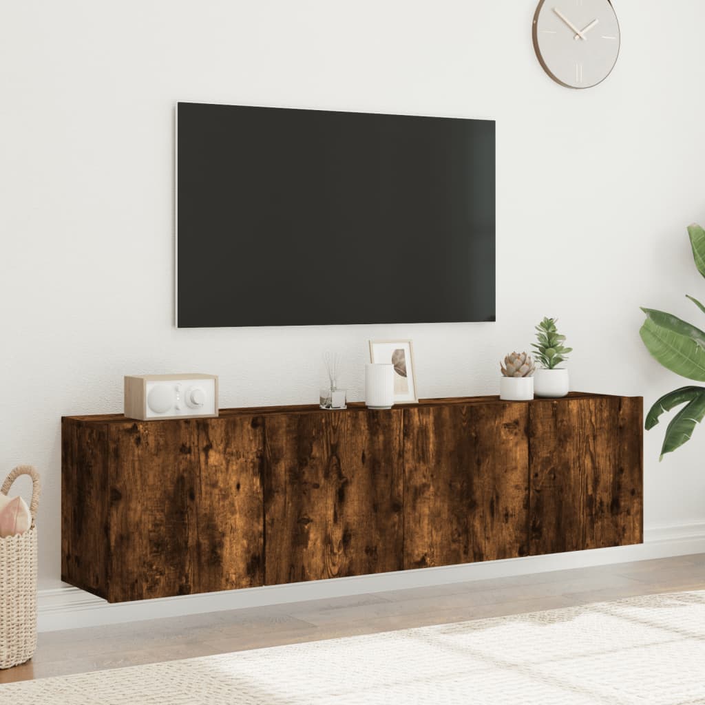 TV Cabinets Wall - mounted 2 pcs Smoked Oak 80x30x41 cm - Bargainia.com - 