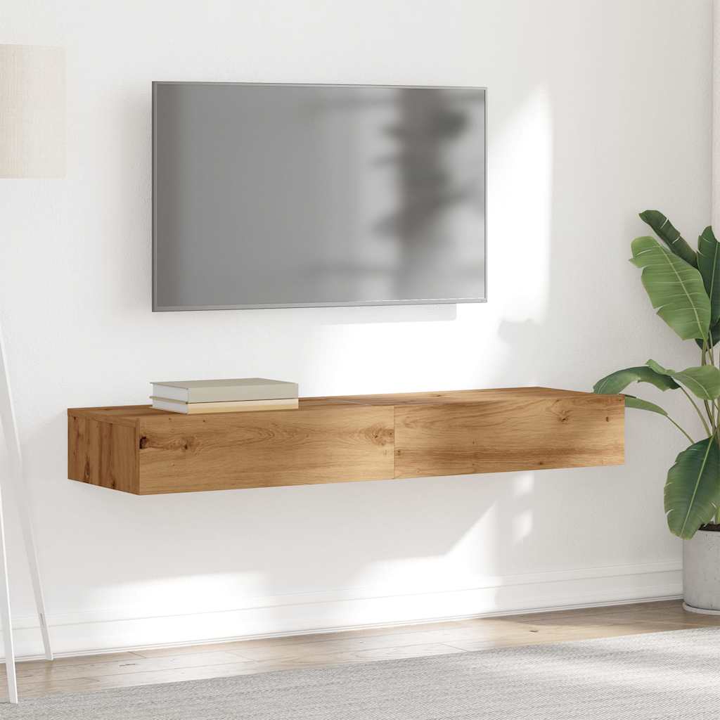 TV Cabinets with LED Lights 2 pcs Artisan Oak 60x35x15.5 cm - Bargainia.com - 