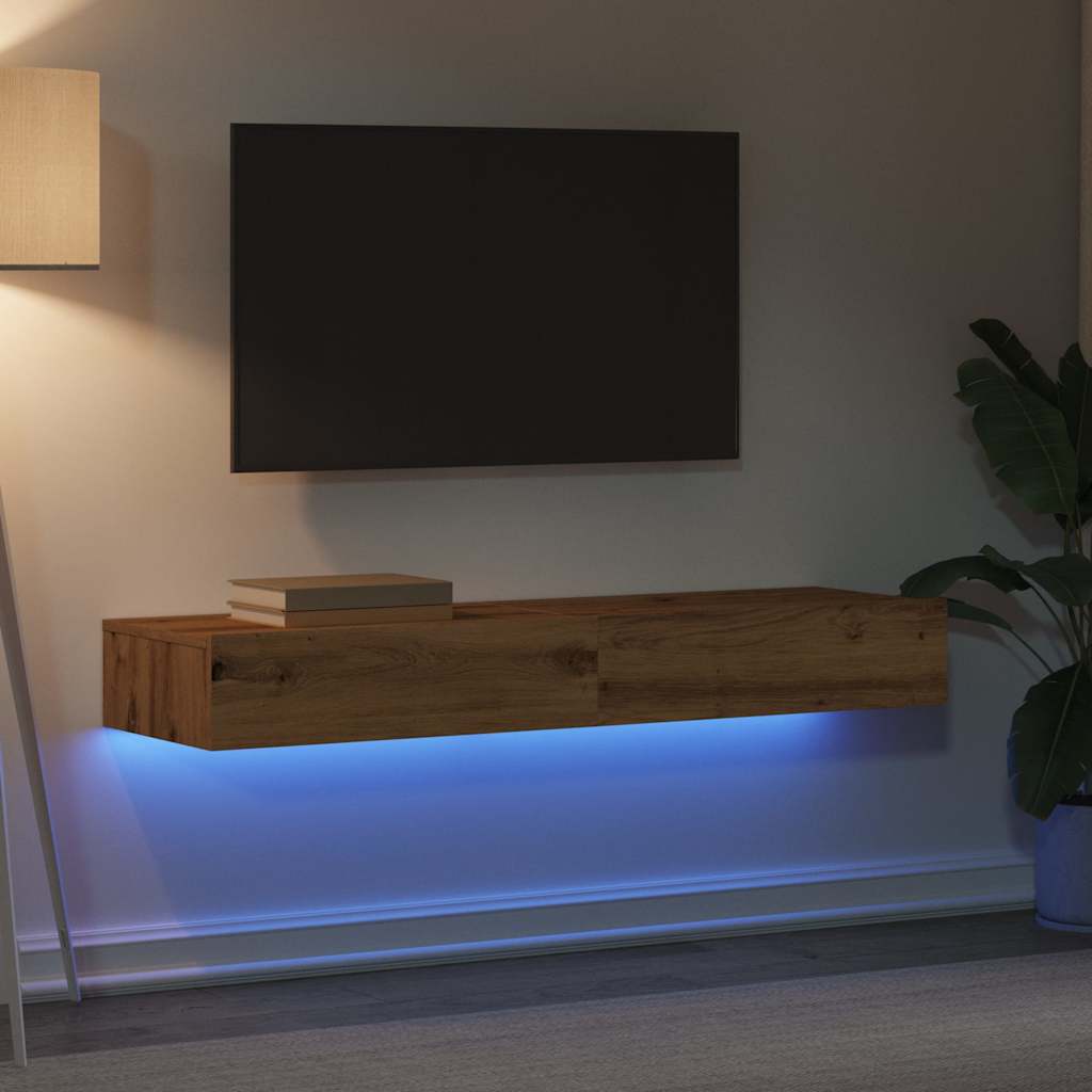 TV Cabinets with LED Lights 2 pcs Artisan Oak 60x35x15.5 cm - Bargainia.com - 