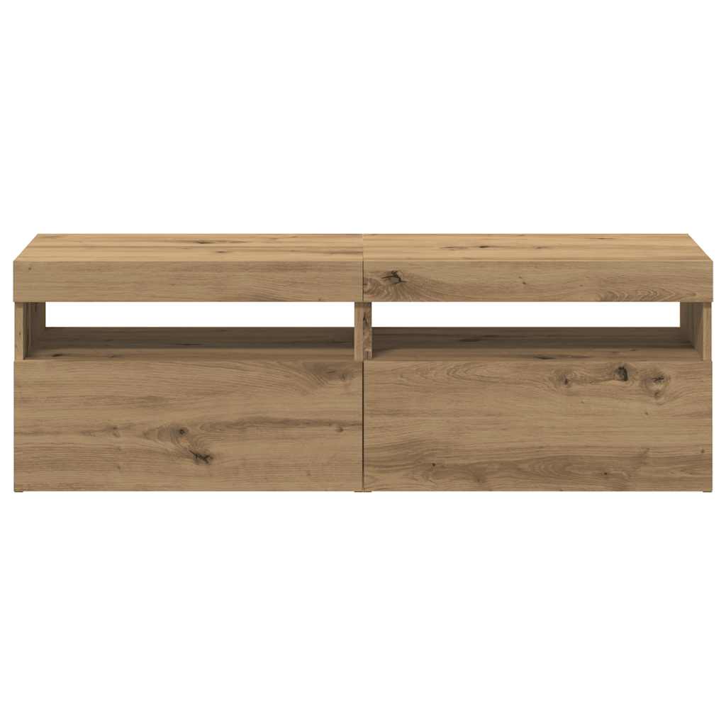 TV Cabinets with LED Lights 2 pcs Artisan Oak Engineered Wood - Bargainia.com - 