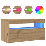 TV Cabinets with LED Lights 2 pcs Artisan Oak Engineered Wood - Bargainia.com - 