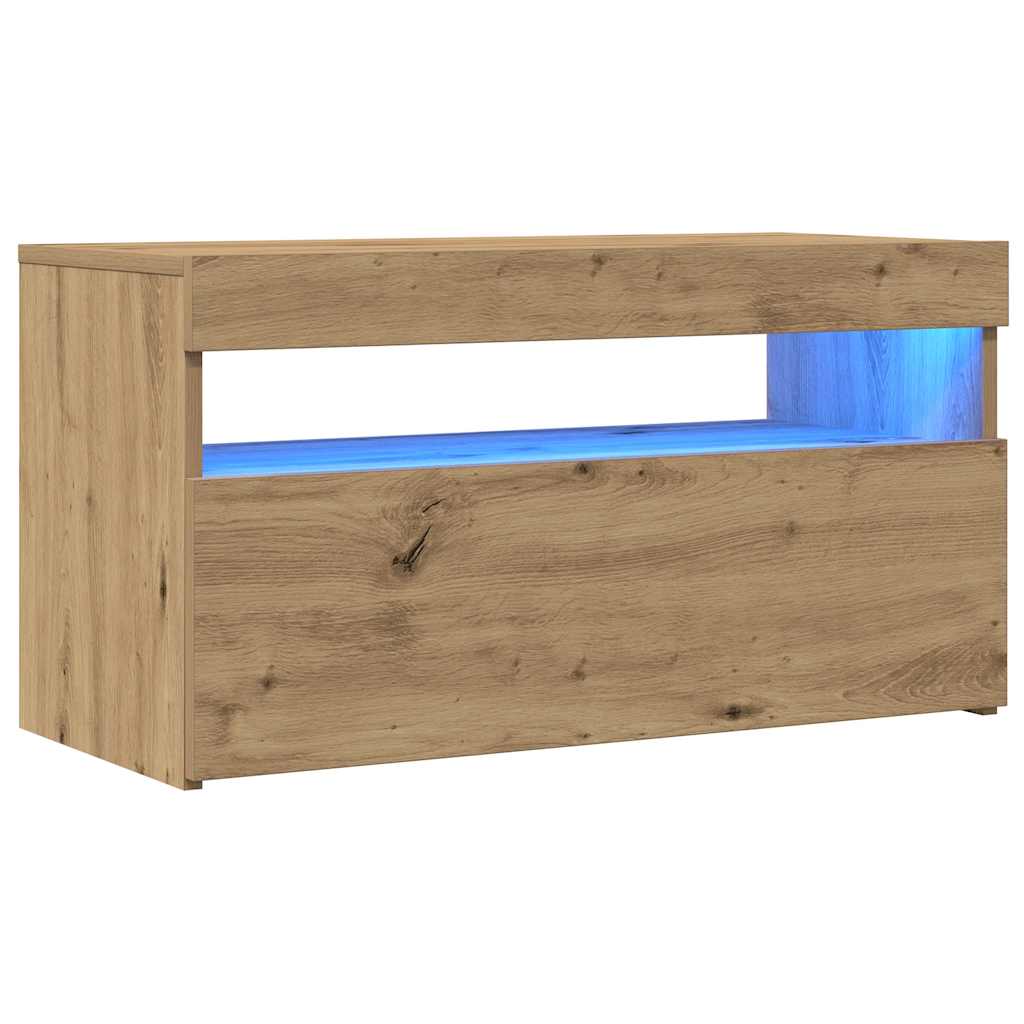 TV Cabinets with LED Lights 2 pcs Artisan Oak Engineered Wood - Bargainia.com - 