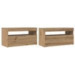 TV Cabinets with LED Lights 2 pcs Artisan Oak Engineered Wood - Bargainia.com - 
