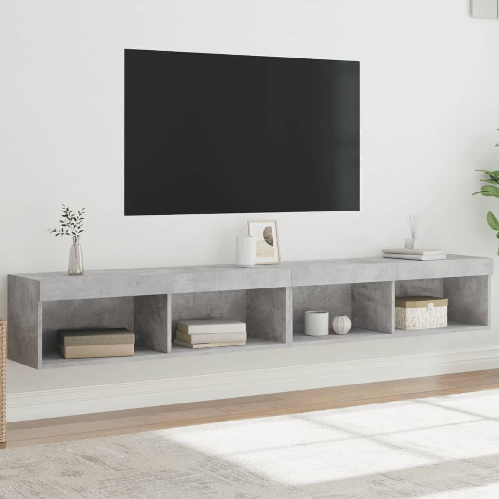 TV Cabinets with LED Lights 2 pcs Concrete Grey 100x30x30 cm - Bargainia.com - 