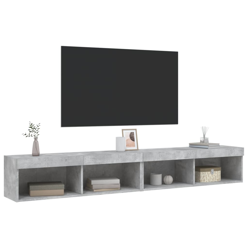 TV Cabinets with LED Lights 2 pcs Concrete Grey 100x30x30 cm - Bargainia.com - 