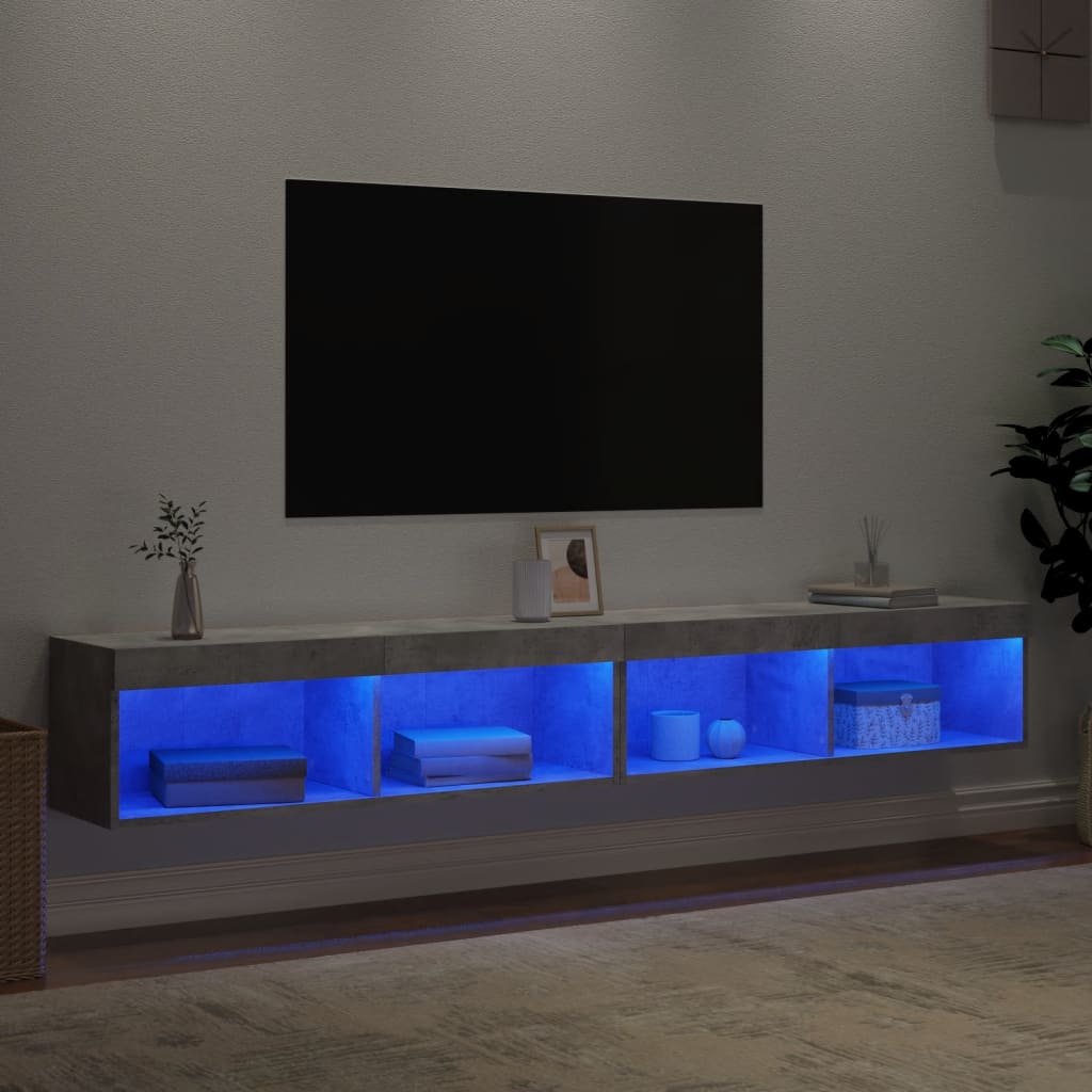 TV Cabinets with LED Lights 2 pcs Concrete Grey 100x30x30 cm - Bargainia.com - 