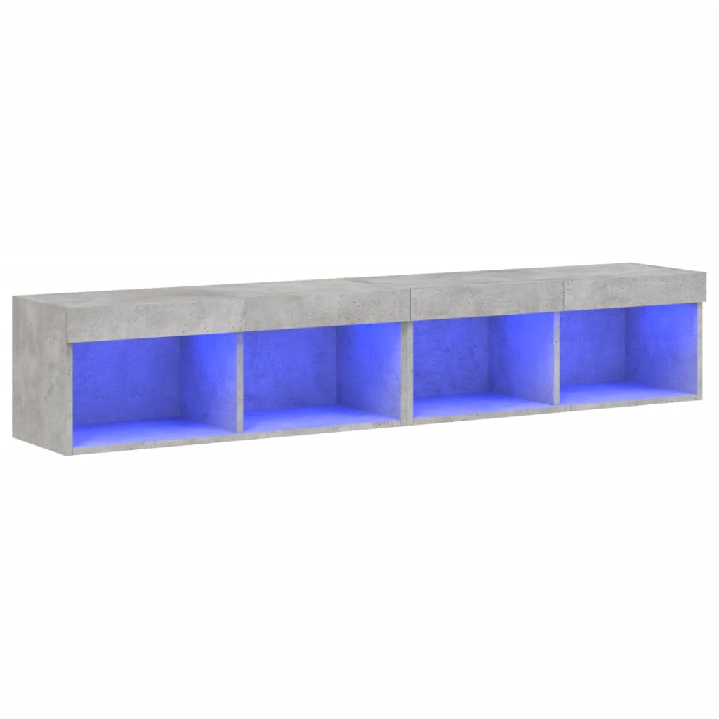 TV Cabinets with LED Lights 2 pcs Concrete Grey 80x30x30 cm - Bargainia.com - 