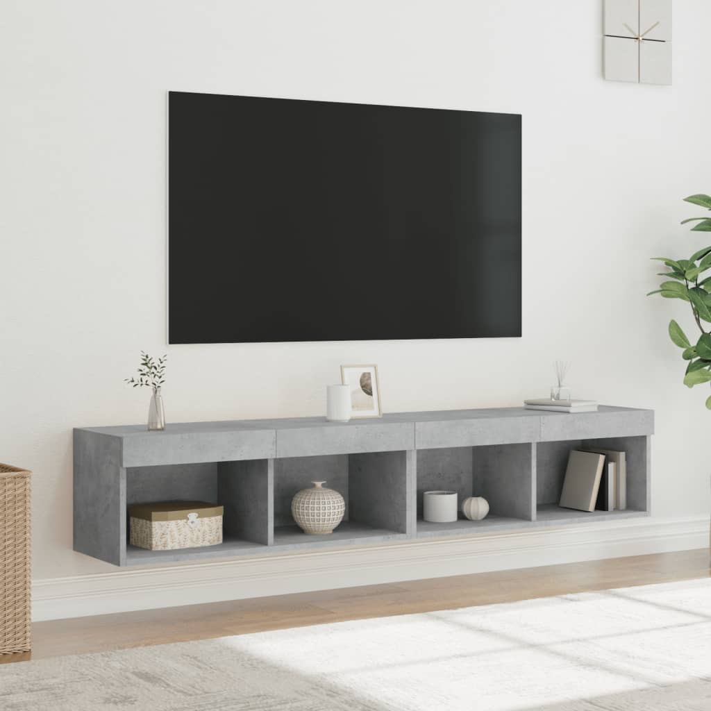 TV Cabinets with LED Lights 2 pcs Concrete Grey 80x30x30 cm - Bargainia.com - 
