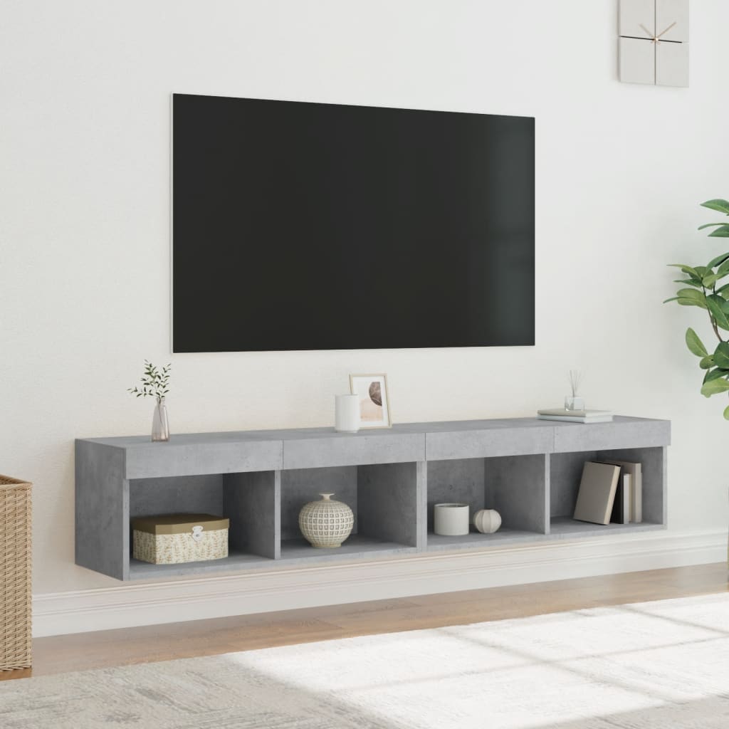 TV Cabinets with LED Lights 2 pcs Concrete Grey 80x30x30 cm - Bargainia.com - 