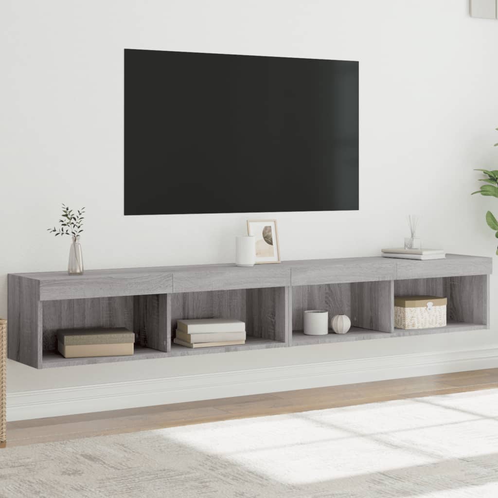 TV Cabinets with LED Lights 2 pcs Grey Sonoma 100x30x30 cm - Bargainia.com - 