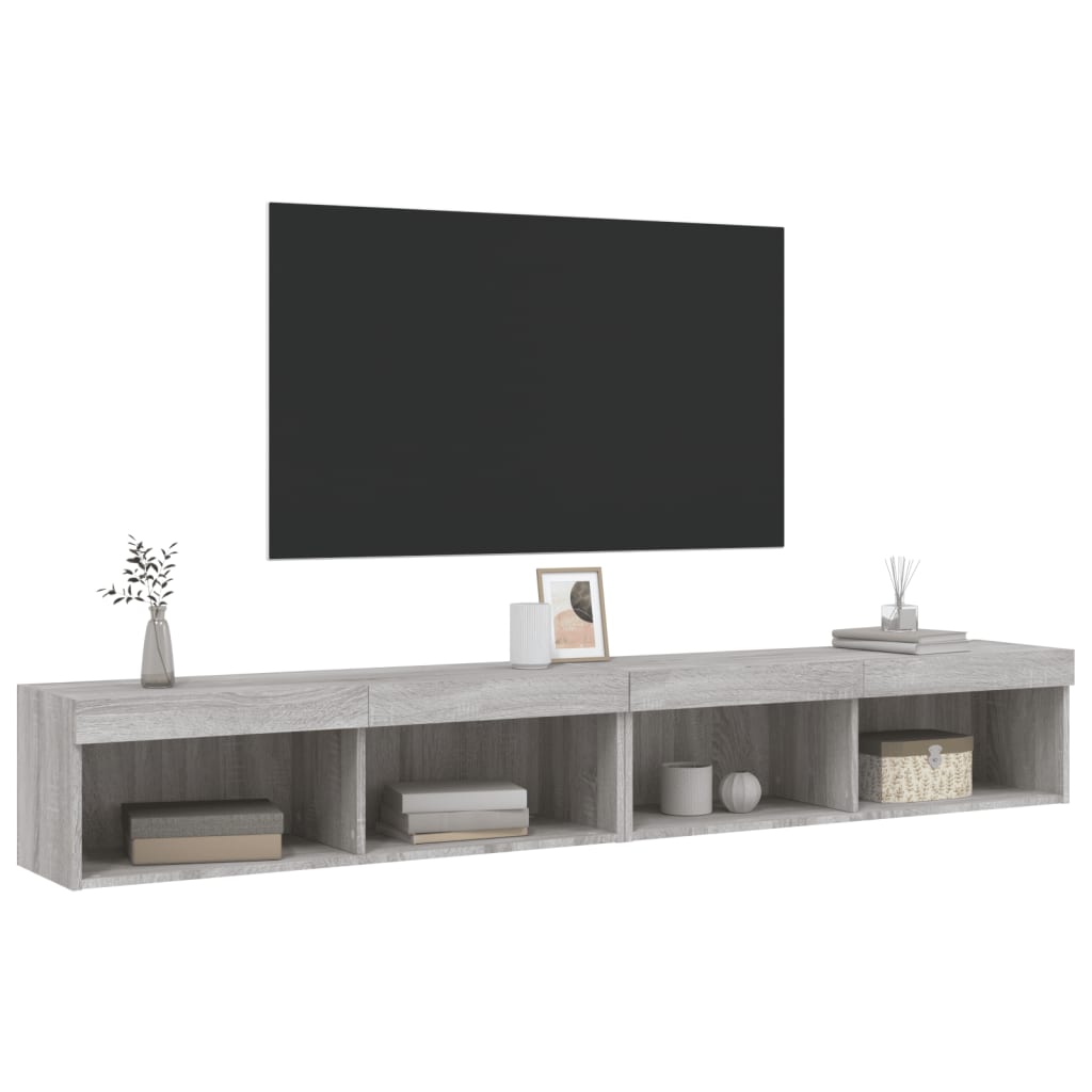 TV Cabinets with LED Lights 2 pcs Grey Sonoma 100x30x30 cm - Bargainia.com - 