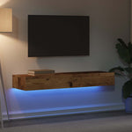 TV Cabinets with LED Lights 2 pcs Old Wood 60x35x15.5 cm - Bargainia.com - 