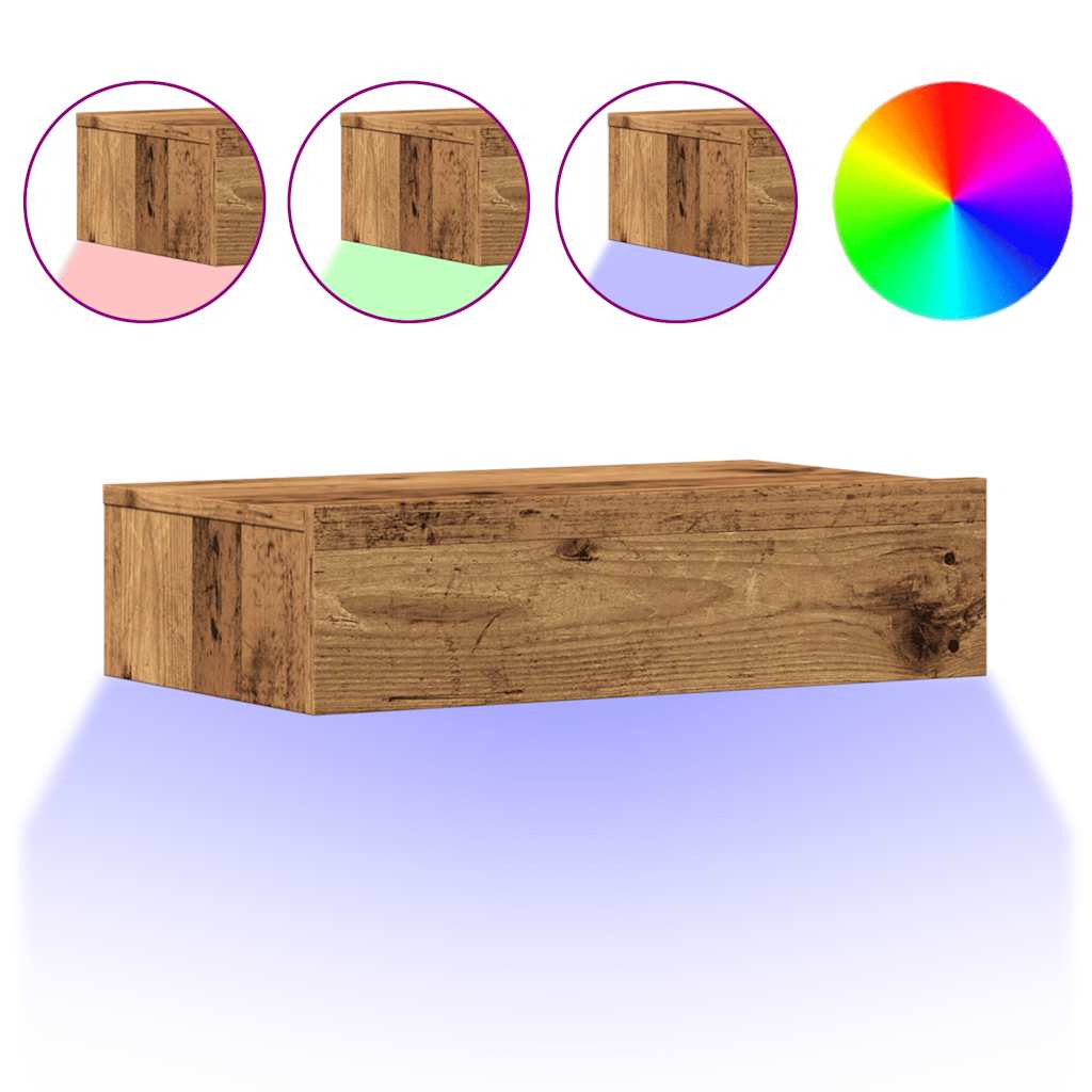 TV Cabinets with LED Lights 2 pcs Old Wood 60x35x15.5 cm - Bargainia.com - 